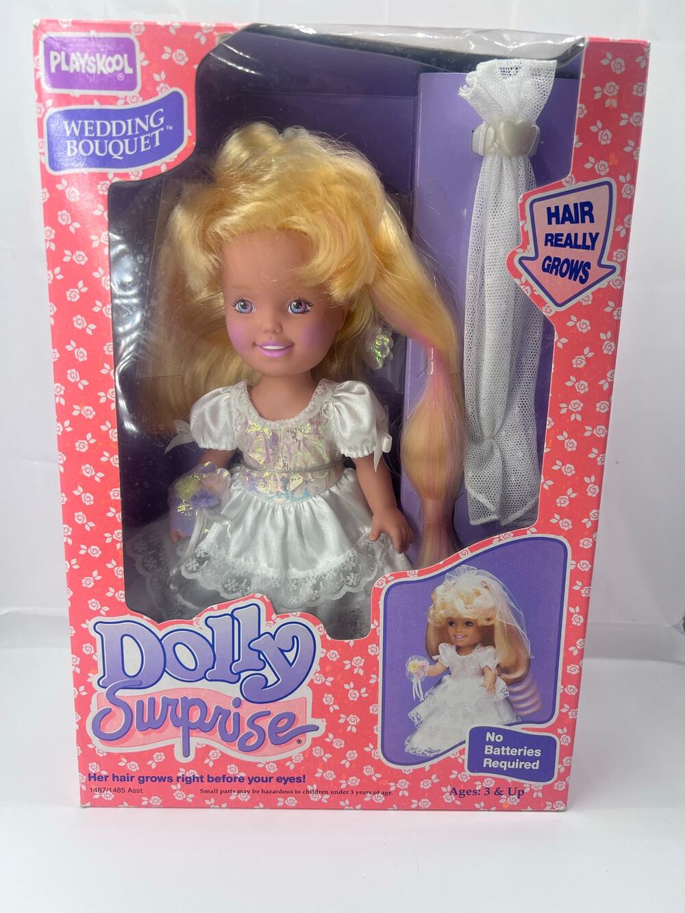 Vintage 1989 Playskool Dolly Suprise Wedding Bouquet doll - new in box